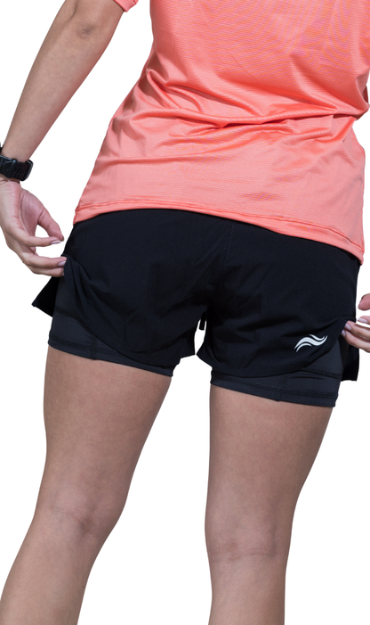 PANTALONETA CON SHORT NEGRA MUJER - 5 BOLSILLOS